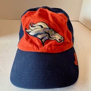 Denver Broncos 90’s Hat Cap Women’s Orange Blue Pro Lined Sequine Embellished